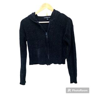 Social Scene Jacket Velour Black Cropped Sz. XS